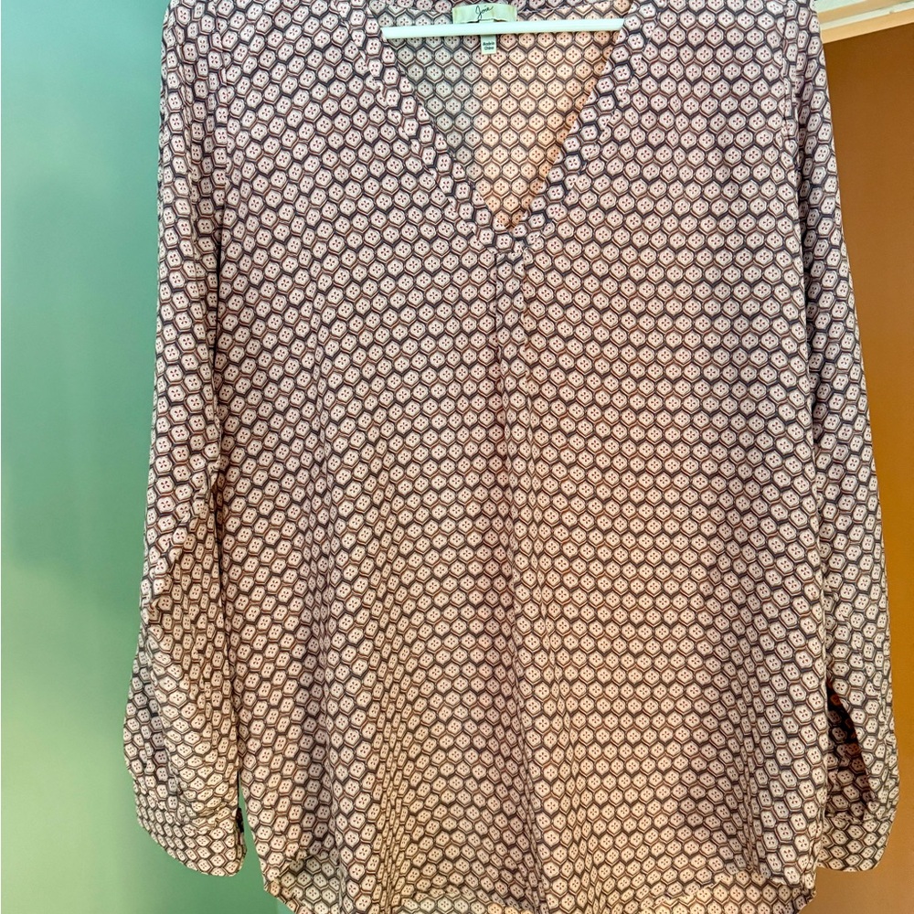 JOIE Silk Women's V-Neck Patterned Blouse, size XS